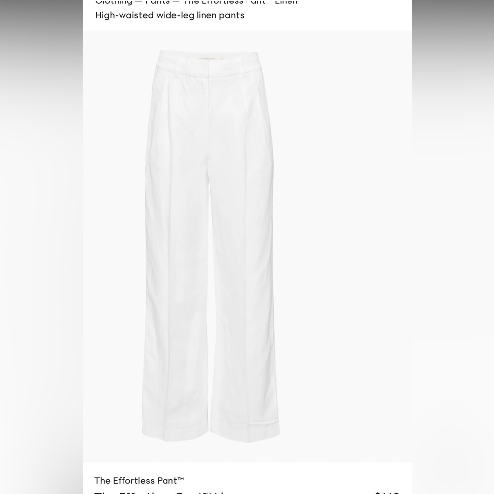 Aritzia Effortless Linen Pants in white